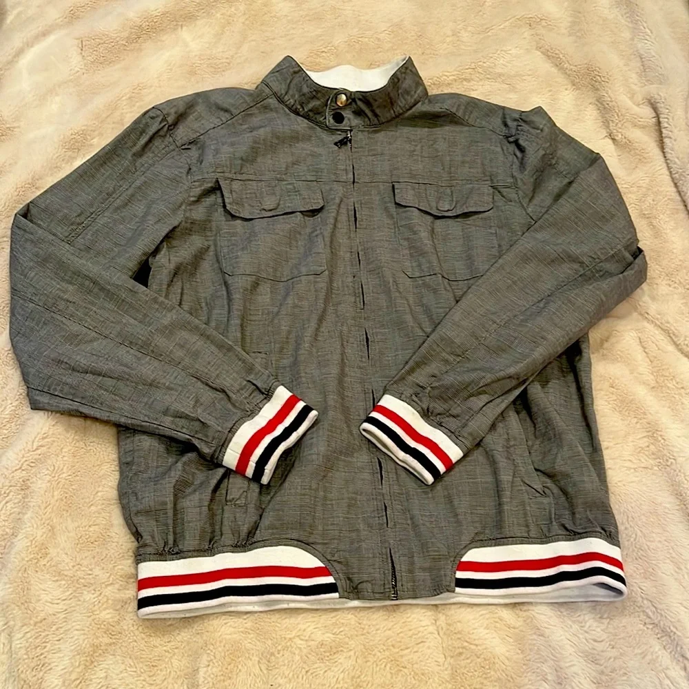 Mens XL 95% cotton gray jacket spring - Picture 1 of 9